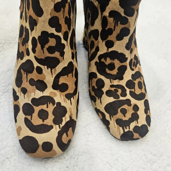 Coach Felicia Leopard Print Calf Hair Wild Beast Bootie Ankle Boots Size 8 B - Picture 2 of 9